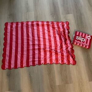 Slip SILK Vibrant Red and Pink Striped Pillowcase